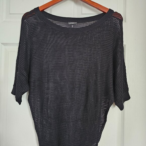 Express sweater, dolman open-knit , Black - Picture 2 of 3